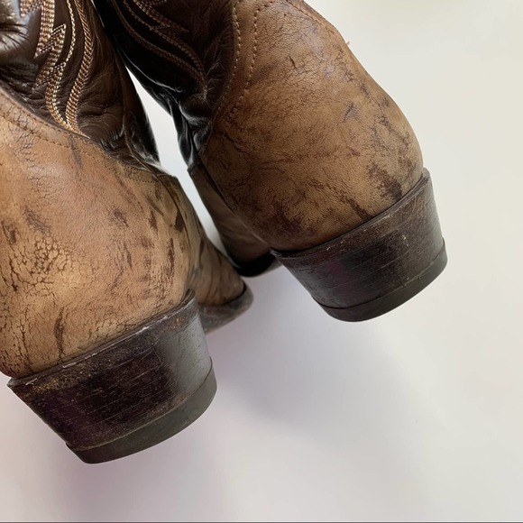 TONY LAMA Brown Leather Cowboy Boots Embroidered Western Style Women’s Size 8 - Picture 5 of 9